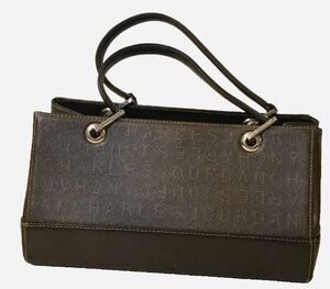 rare CHARLES JOURDAN Paris leather handbag brown rectangular purse Vintage
